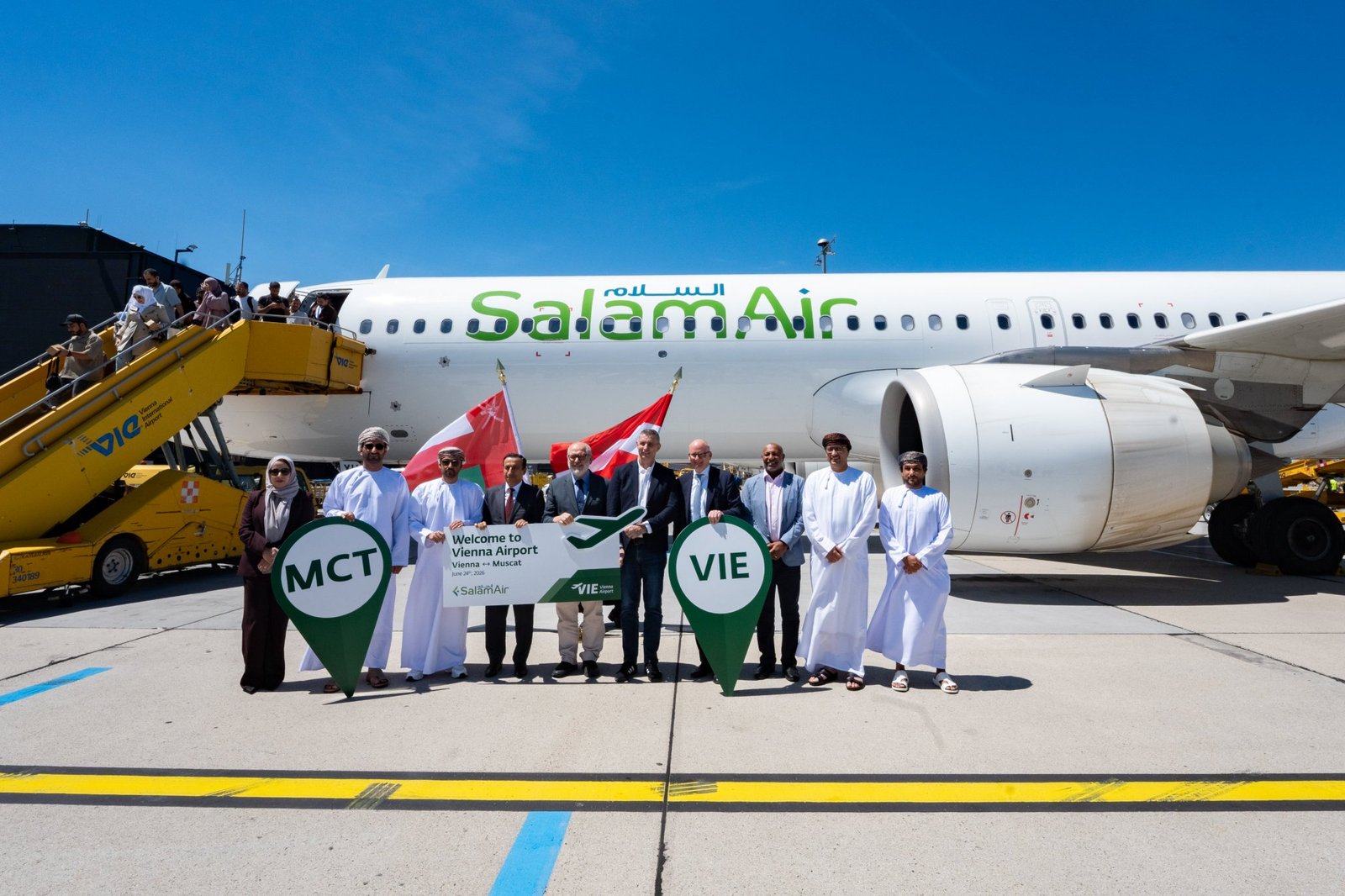 Arrival of the first direct Salam Air flight to Vienna as part of its expansion in Europe